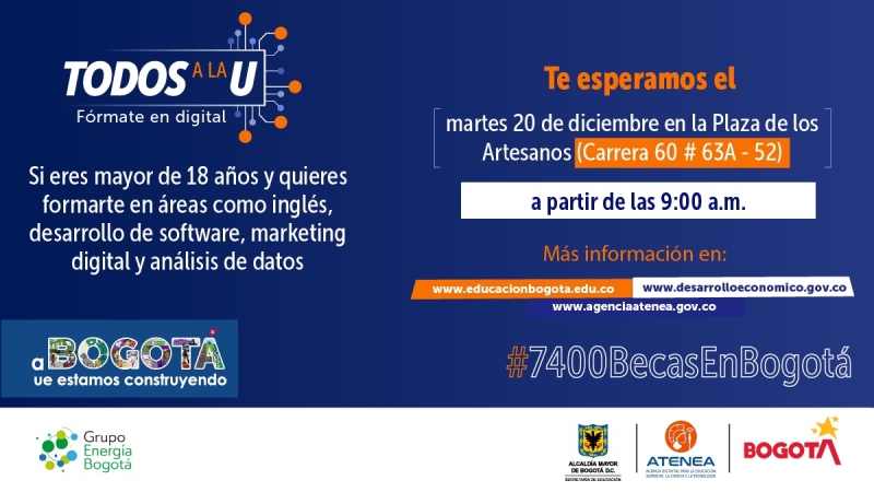 Distrito ofrece 7.400 becas para formaciones de ciclo corto en el sector digital a través del programa “Todos a la U"